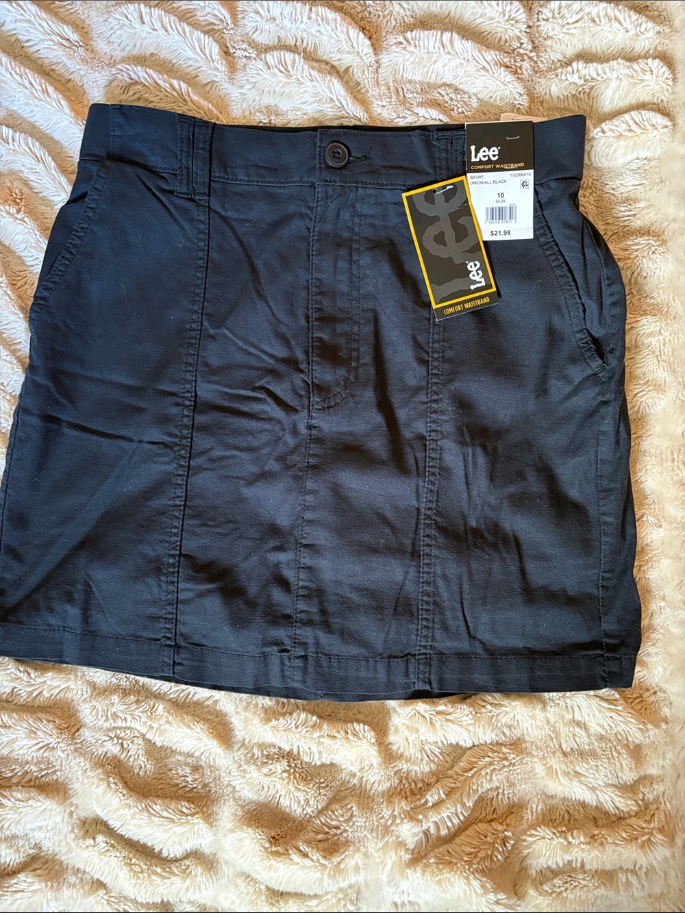 Lee Black Cotton Blend Mini Skirt with Front Pockets
